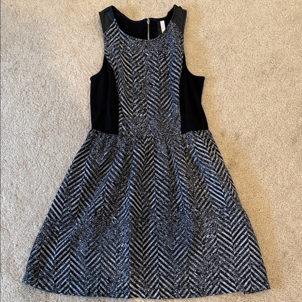Women’s Black and Grey Fit and Flare Dress